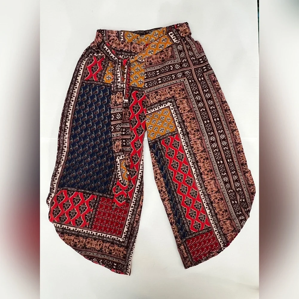Anthro - Faveur Festival Flowy Wide Leg Crop Pants - S - Picture 6 of 12
